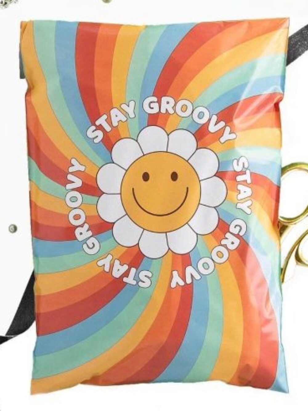 (100 7.5x10.5)Stay Groovy Rainbow Smiley Kids Crossbody Pouch->7.5x10.5